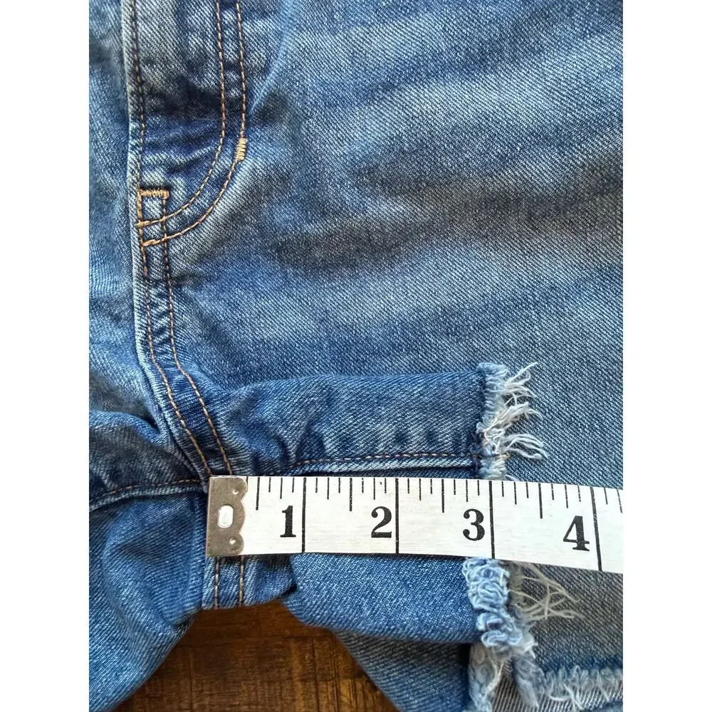 High Rise Medium Wash Denim Cutoff Shorts Raw Frayed Hem Girls 12 Women’s XS Y2K
